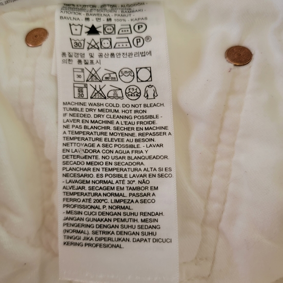 Levis White Button Fly Jeans with factory designed tears W40 L30 - Picture 9 of 10